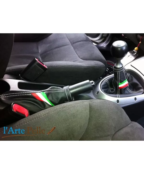 real black leather gearshift and handbrake gaiter Alfa Romeo GT  + Italian flag