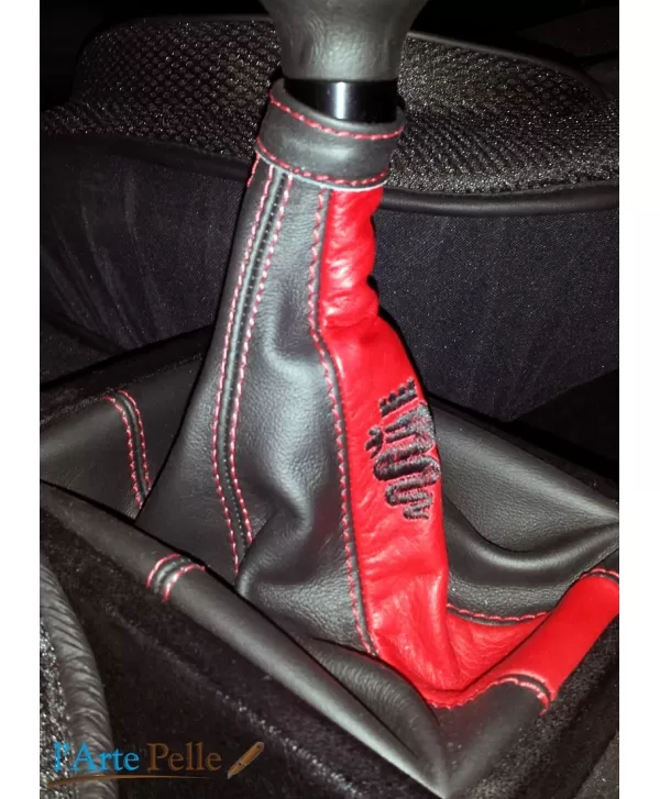 real black and red leather gearshift gaiter Alfa Romeo GT + embroidery