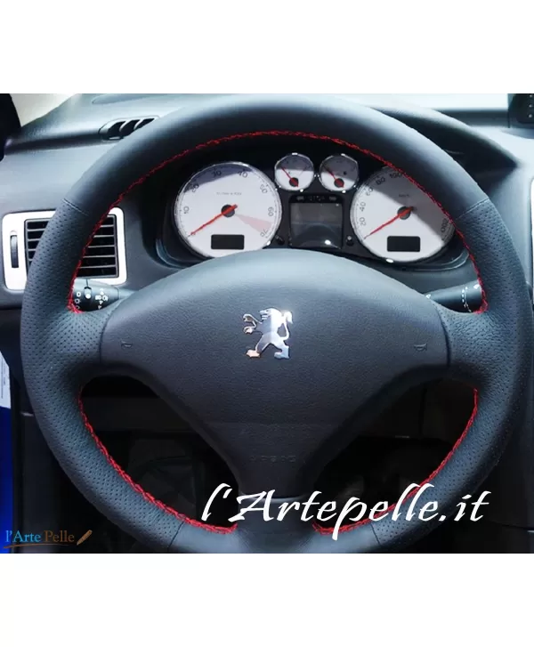  Couvre Volant Voiture pour Peugeot 206 207 208 308 406 408 508  301 Housse Volant Voiture en Fibre Carbone Housse Volant Voiture (Couleur :  White O Shape)